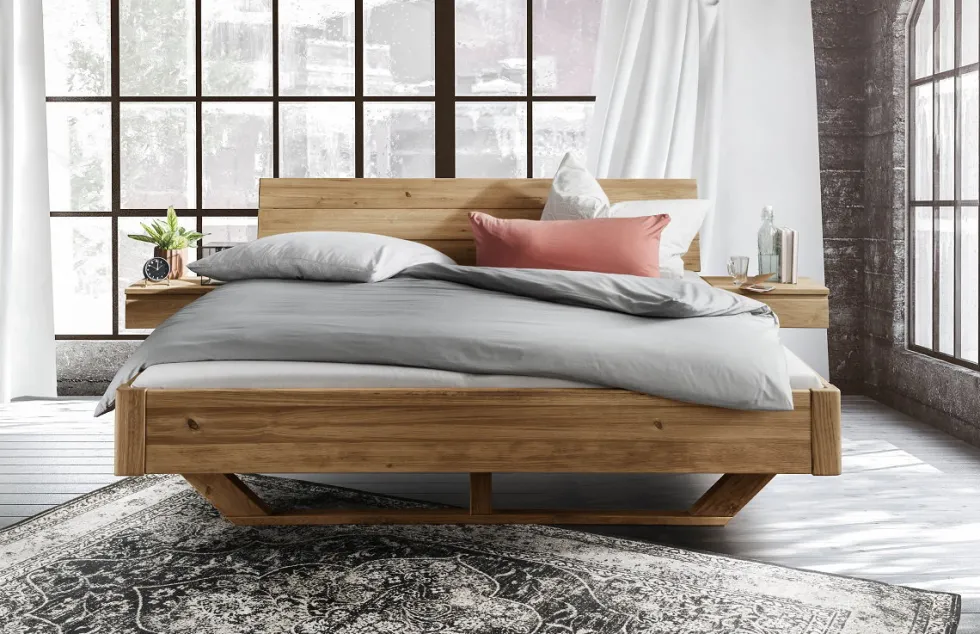 Jugendbett 'Mona' 140x200cm Wildeiche geölt