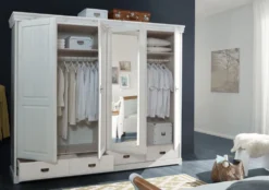 Kleiderschrank 255cm 4-trg. 'Mailand-Weiß' Kiefer weiß SZ-0132