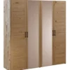Kleiderschrank 191cm 4-trg. "Meran" Spiegel Wildeiche massiv geölt