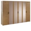 Kleiderschrank 285cm 6-trg. "Meran" Spiegel Wildeiche massiv geölt