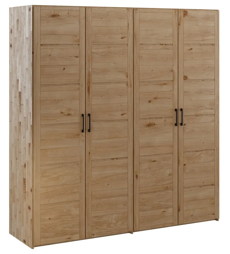 Kleiderschrank 191cm 4-trg. "Meran" Wildeiche massiv geölt