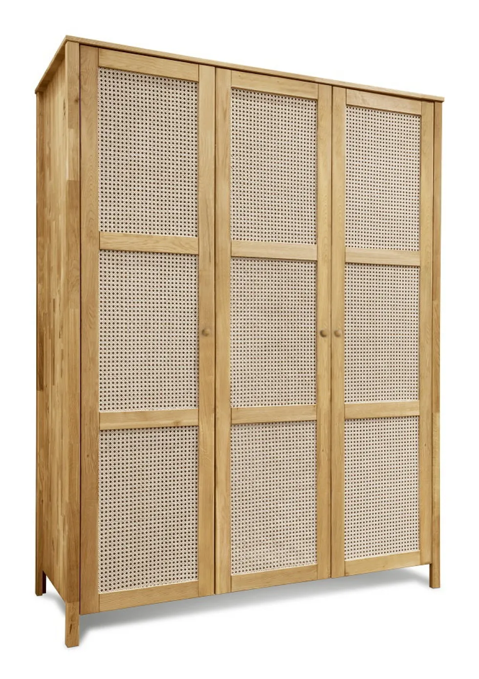 Kleiderschrank 156cm 3-trg. "Norden" Eiche & Rattangeflecht