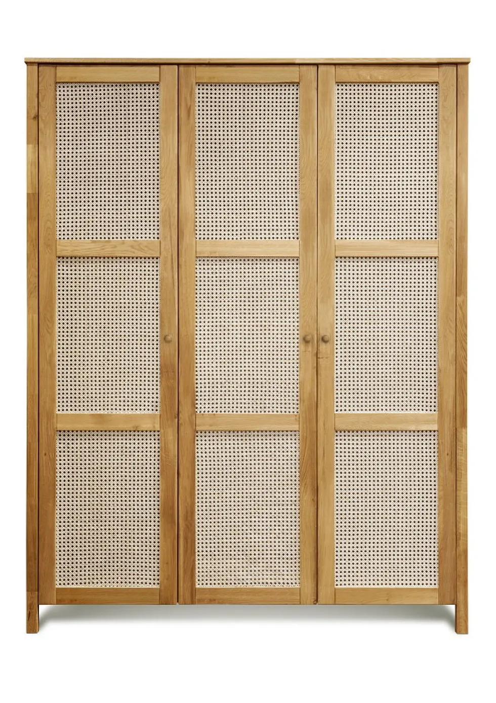 Kleiderschrank 156cm 3-trg. "Norden" Eiche & Rattangeflecht