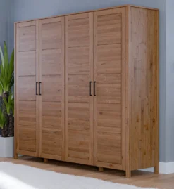 Kleiderschrank 205cm 4-trg. "Skagen" Wildeiche massiv geölt