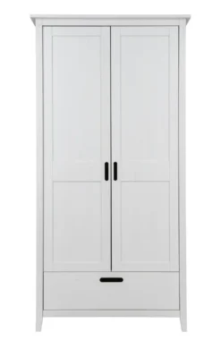 Kleiderschrank 2-trg. "Maja" 100cm Kiefer massiv weiß lackiert