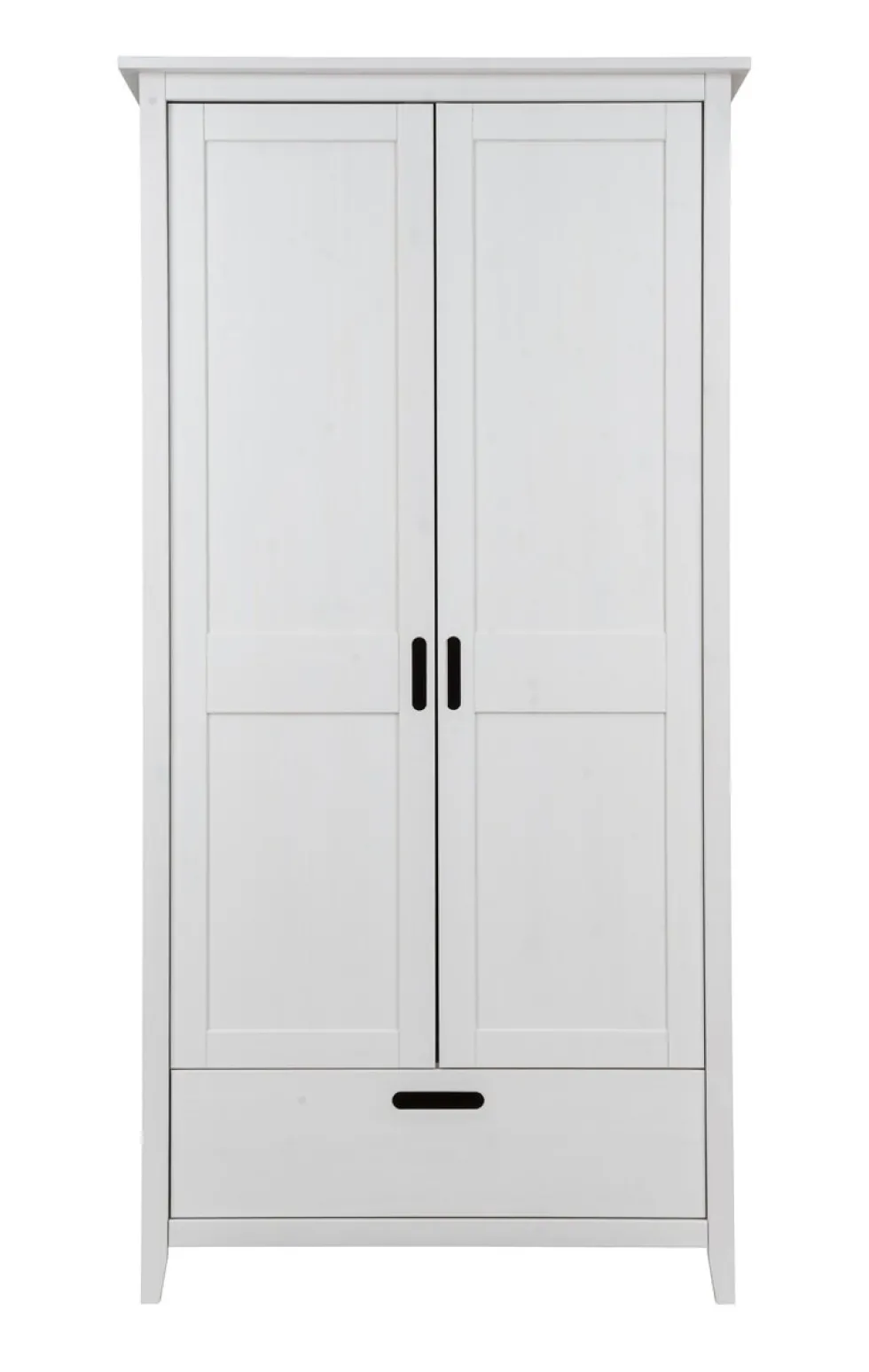 Kleiderschrank 2-trg. "Maja" 100cm Kiefer massiv weiß lackiert