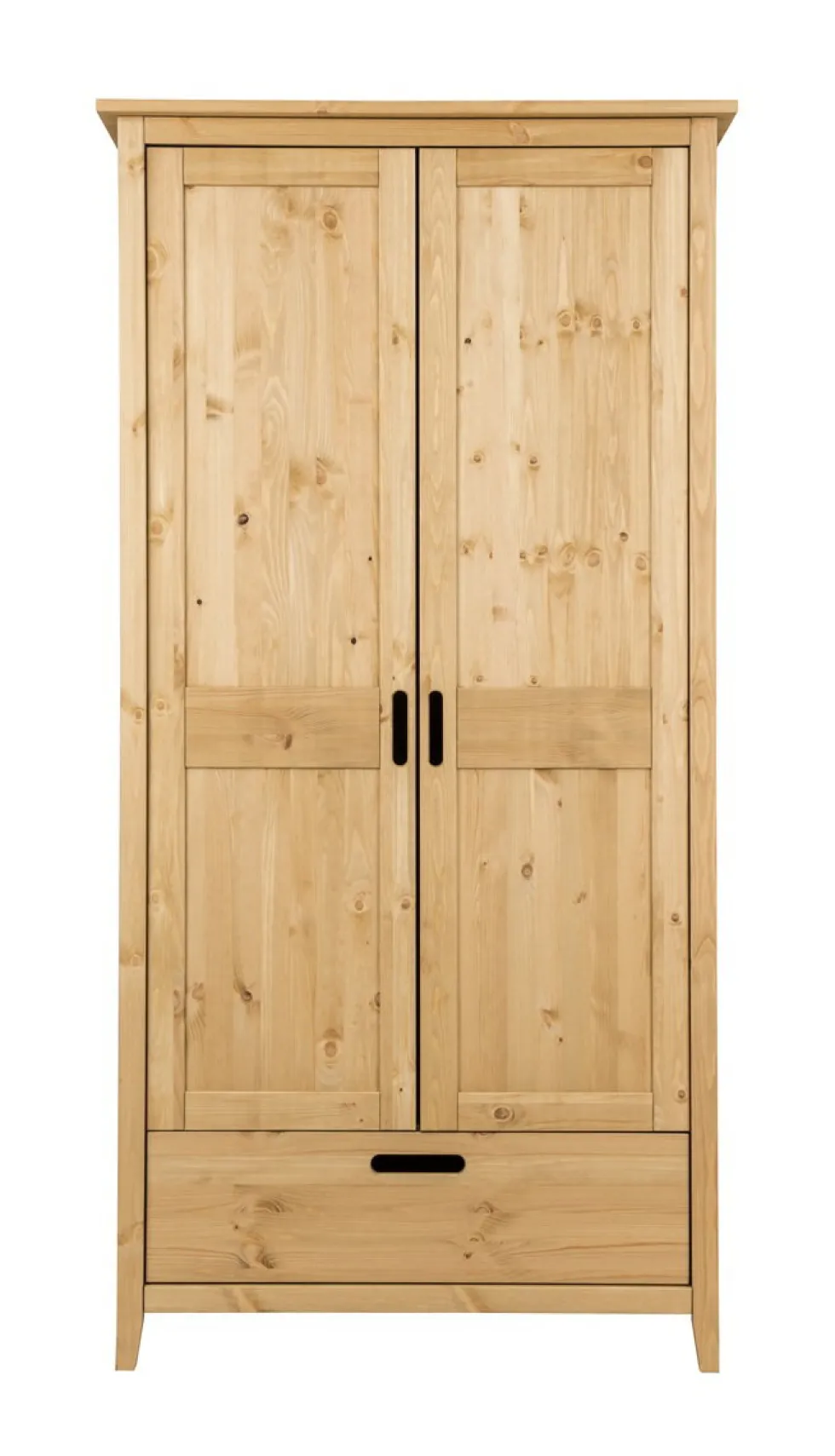 Kleiderschrank 2-trg. "Maja" 100cm Kiefer massiv laugenfarbig