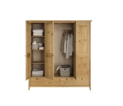Kleiderschrank verschieden Breiten 'Jana' Kiefer massiv laugenfarbig 5-trg. 230cm