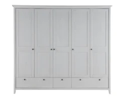 Kleiderschrank verschieden Breiten 'Jana' Kiefer massiv weiß gewachst 3-trg. 144cm