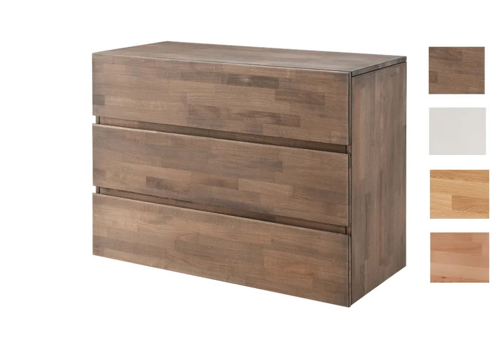 Kommode 4 Holzfarben zur Auswahl 'Grace' 100cm Massivholz Buche Mokka-farbig gebeizt