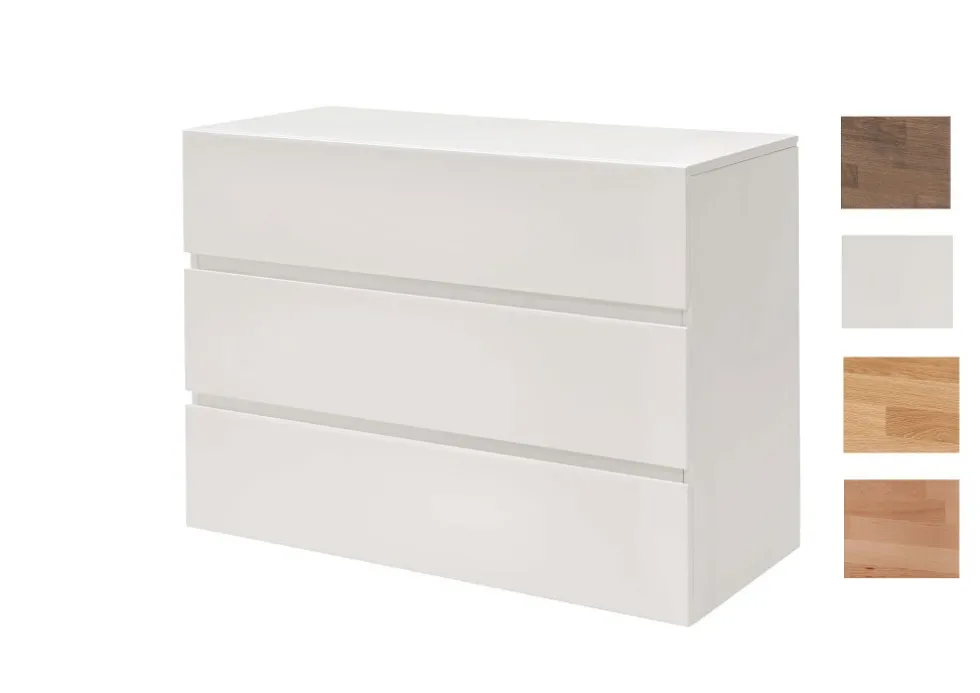 Kommode 4 Holzfarben zur Auswahl 'Grace' 100cm Massivholz Buche Mokka-farbig gebeizt