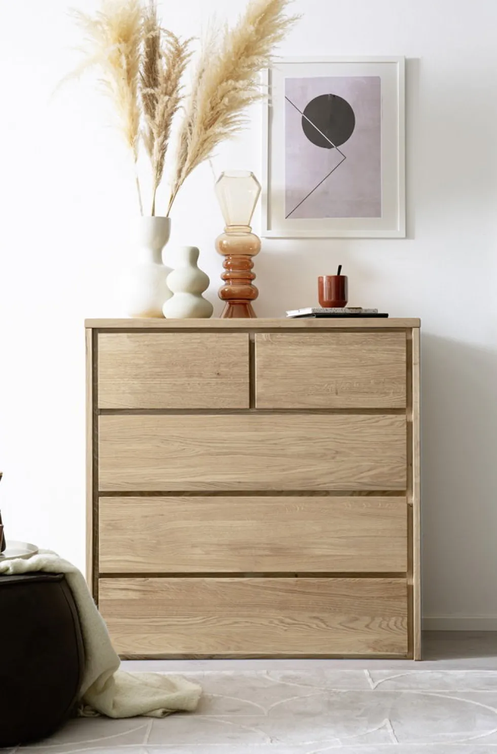 Kommode mit Schubkästen 88x91cm 'Alexandra' Wildeiche geölt