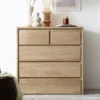 Kommode 5 SK 88x91cm 'Bedford' Eiche geölt mit Sockel oder Füße mit schwarzem Fußgestell