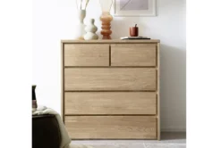 Kommode 5 SK 88x91cm 'Bedford' Eiche geölt mit Sockel oder Füße mit schwarzem Fußgestell