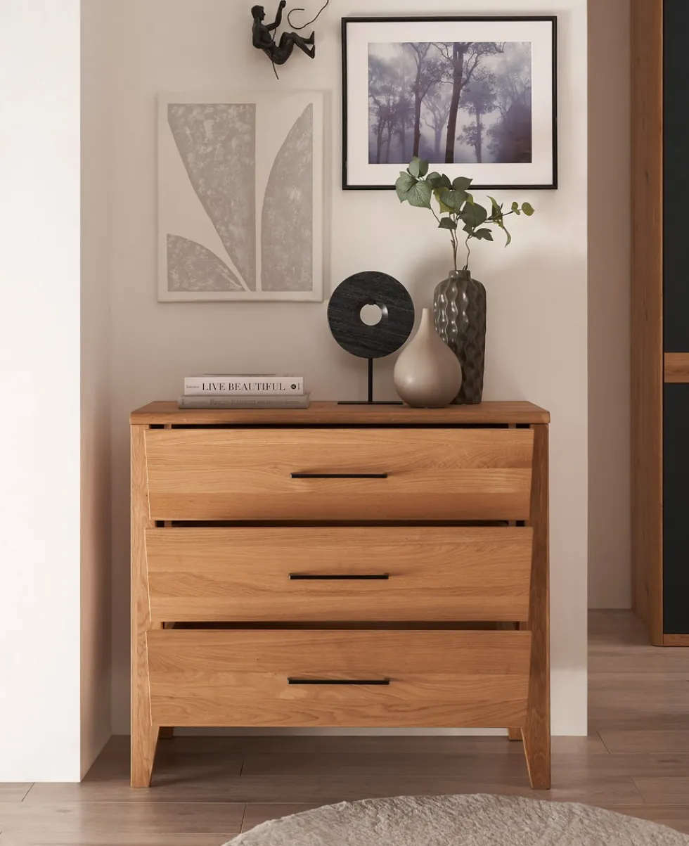Kommode 90x80cm 'Ancona' Wildeiche teilmassiv geölt