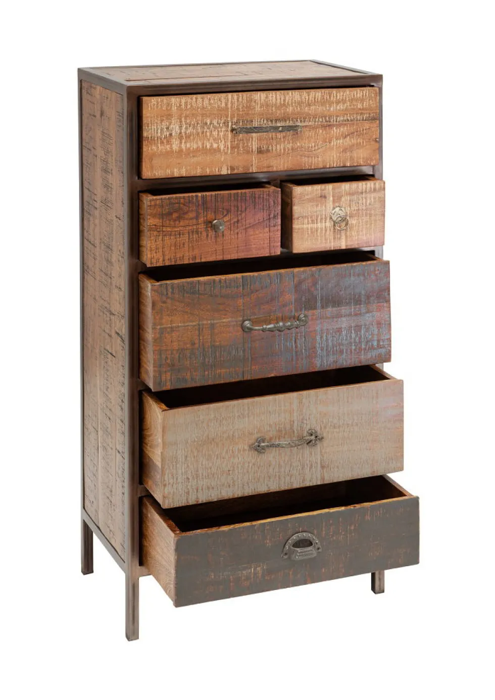 Kommode 60x117cm 'Compton' recyceltes Altholz & Eisen vintage