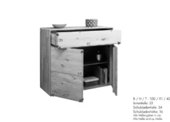 Kommode 100x91cm "Kent" Kernbuche massiv AV