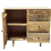 Kommode 90x80cm 'Lyn' Mangoholz mit schwarzen Ornamenten