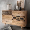 Kommode 120x80cm 'Lyn' Mangoholz mit schwarzen Ornamenten