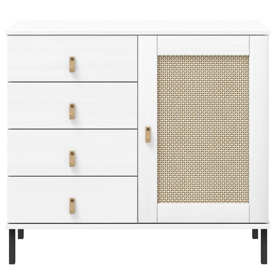 Kommode 90x80cm 'Seattle' Kiefer massiv weiß 4SK & eine Türe