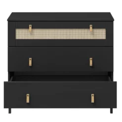 Kommode 90x80cm 'Seattle' Kiefer massiv schwarz 3 SK