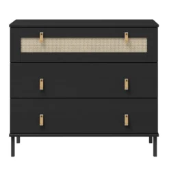 Kommode 90x80cm 'Seattle' Kiefer massiv schwarz 3 SK