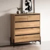Kommode 100x89cm 'Veneza' Wildeiche & Metall schwarz