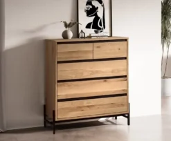 Kommode 100x89cm 'Veneza' Wildeiche & Metall schwarz