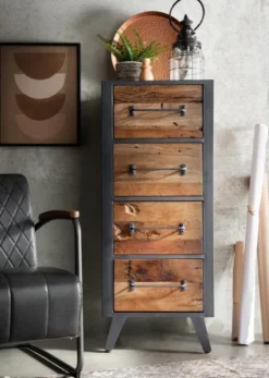 Kommode 50x120cm 'Waco' recyceltes Altholz & Metall