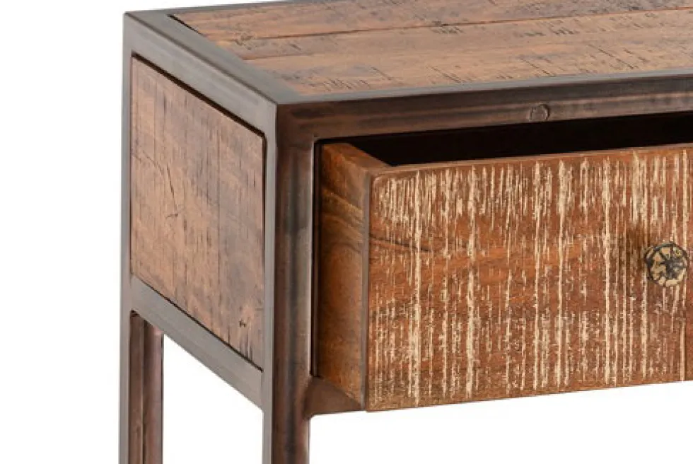 Konsolentisch 120x78cm 'Compton' recyceltes Altholz & Eisen vintage