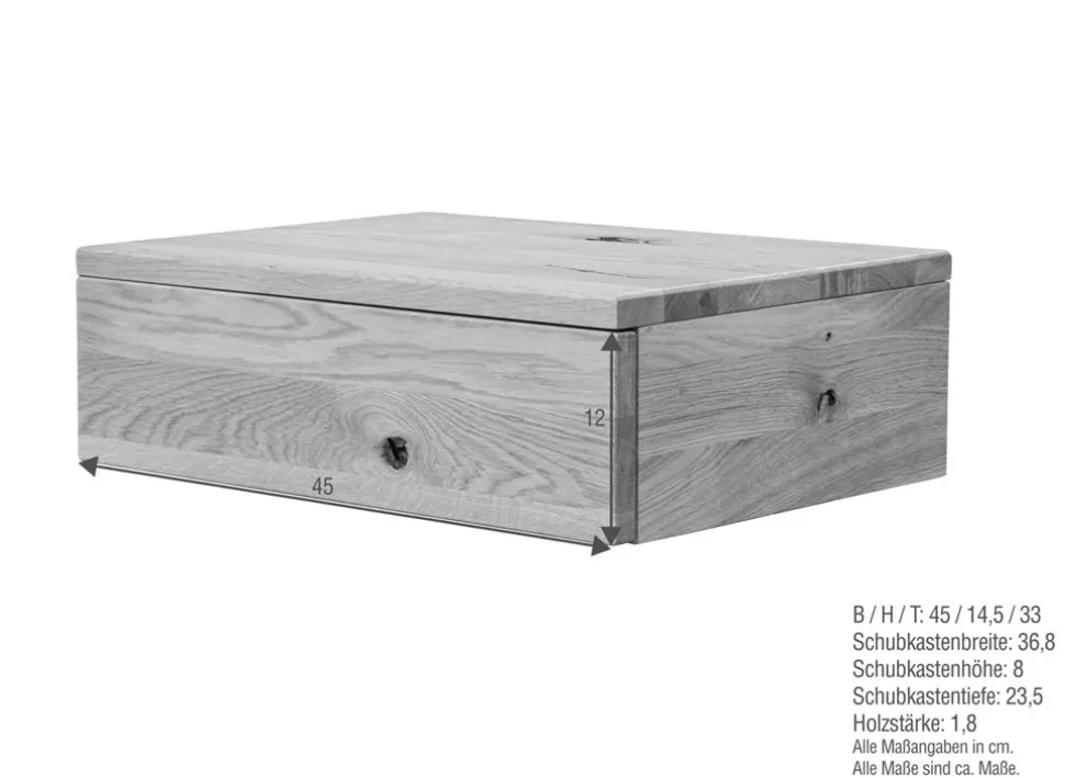 Nachtkonsole 45x14cm 'Miriam' Wildeiche geölt