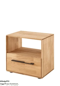 Nachttisch 50cm 3 Griffvarianten 'Watson' Wildeiche geölt Winkelgriff schwarz