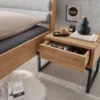 Nachttisch 55x45cm 'Kiara' Wildeiche massiv geölt & Metall schwarz