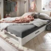 Palettenbett mit Schubkästen 140x200cm 'Finja' Kiefer massiv weiß