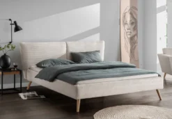 Polsterbett 200x200cm 'Monaco' Wildeiche Stoff Cord creme