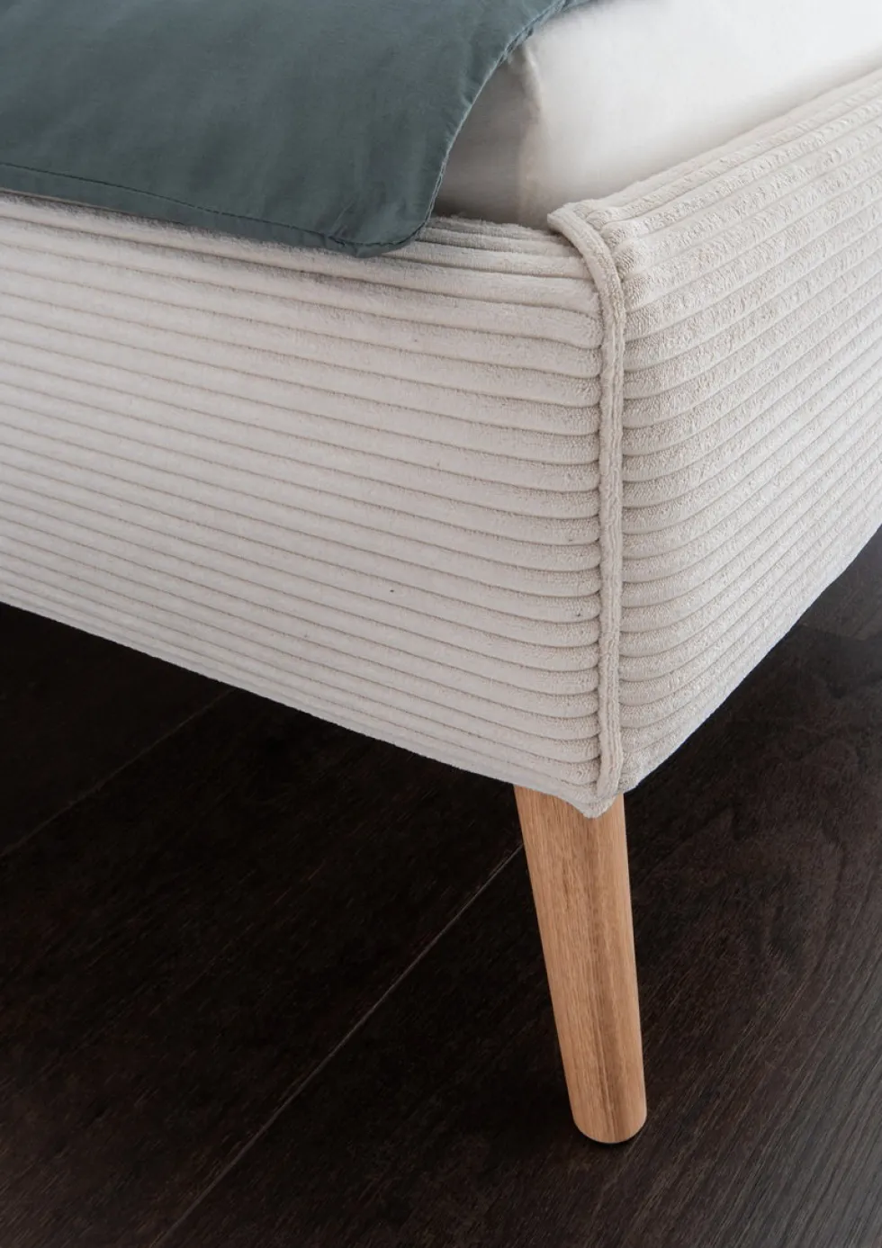 Polsterbett 140x200cm 'Monaco' Wildeiche Stoff Cord creme