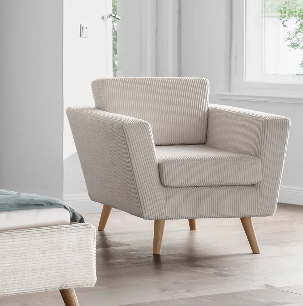 Polstersessel 'Monaco' Wildeiche Stoff Cord creme