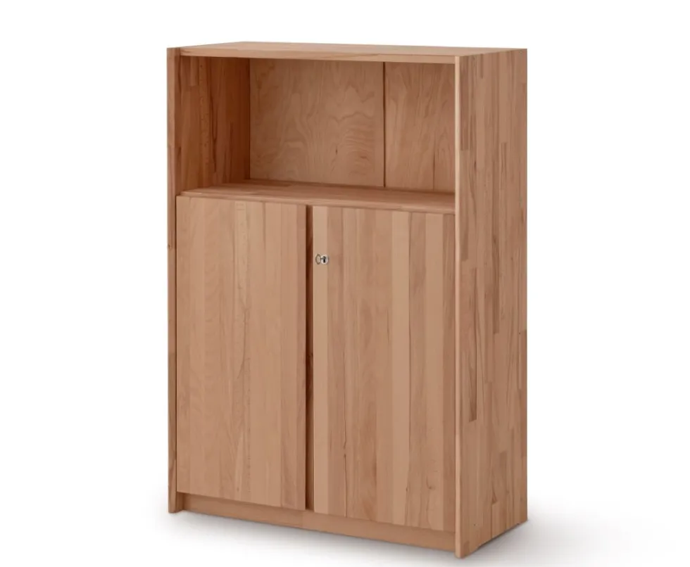 Regal 80x114cm 'Athen' Wildeiche oder Kernbuche geölt Wildeiche mit 2 kleinen Türen