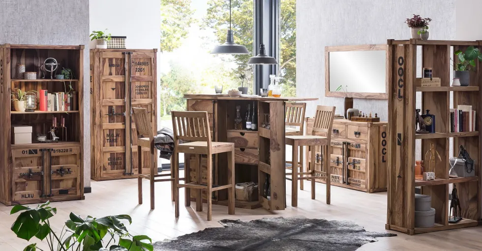 3-Satz Tisch Beistelltisch "Portland" Sheesham gebeizt