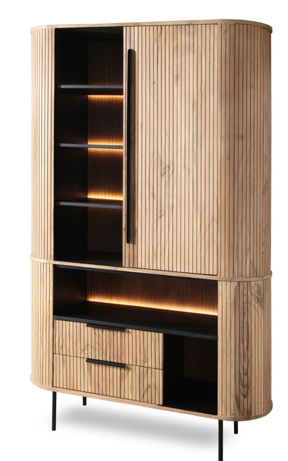 Schrank mit Beleuchtung 118cm 'Atlantic' Akazie massiv