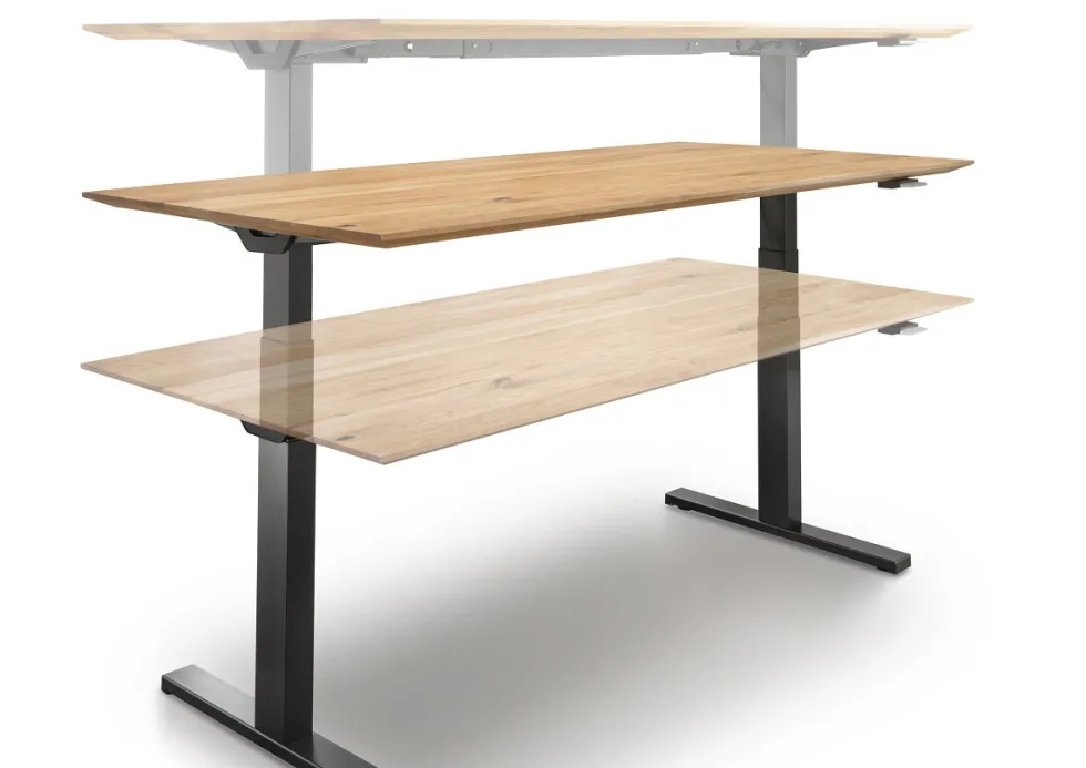 Schreibtisch 140cm höhenverstellbar 'Lyon' Eiche geölt