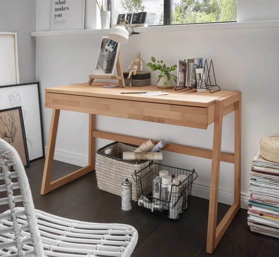 Schreibtisch 126cm 'Stockholm' Buche massiv