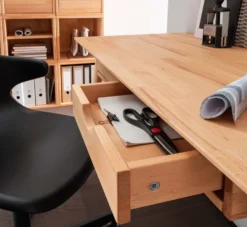 Schreibtisch mit 2 Schubkästen 120cm 'Diego' Kernbuche geölt