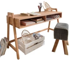 Schreibtisch 126x50cm höhenverstellbar "Jasmin" Buche massiv geölt