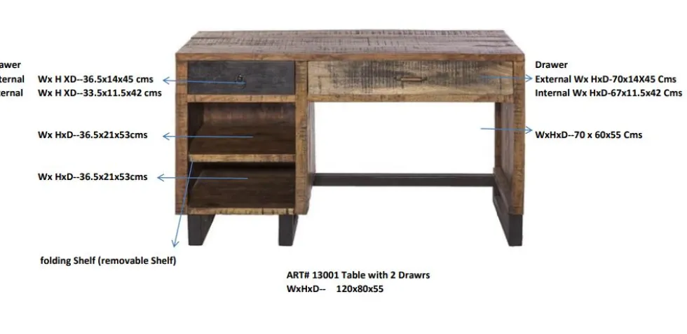 Schreibtisch 120x80cm 'Metro' Altholz & Eisen