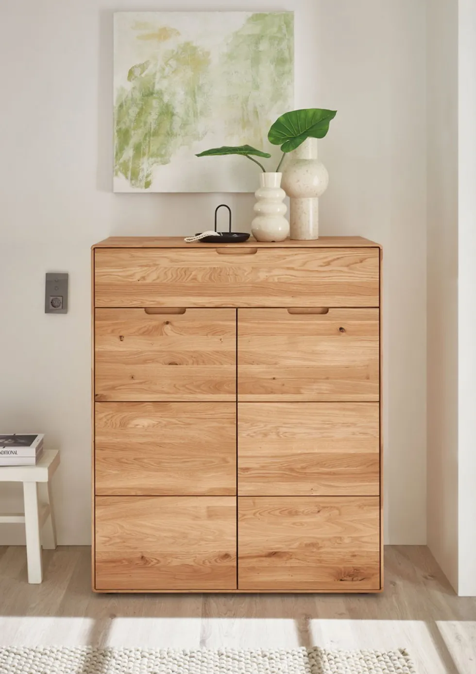 Schuhschrank 100x121cm "Kent" Wildeiche massiv