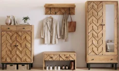 Schuhschrank 88x120cm 'Ontario' Akazie massiv