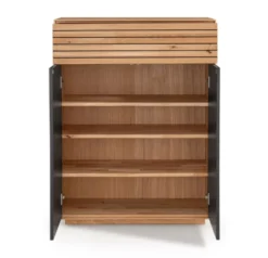 Schuhschrank 80x103cm "Trentino" Wildeiche & Glas weiß