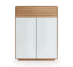 Schuhschrank 80x103cm "Trentino" Wildeiche & Glas weiß