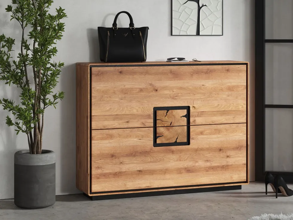 Schuhschrank 120x90cm "Zarah" Wildeiche geölt